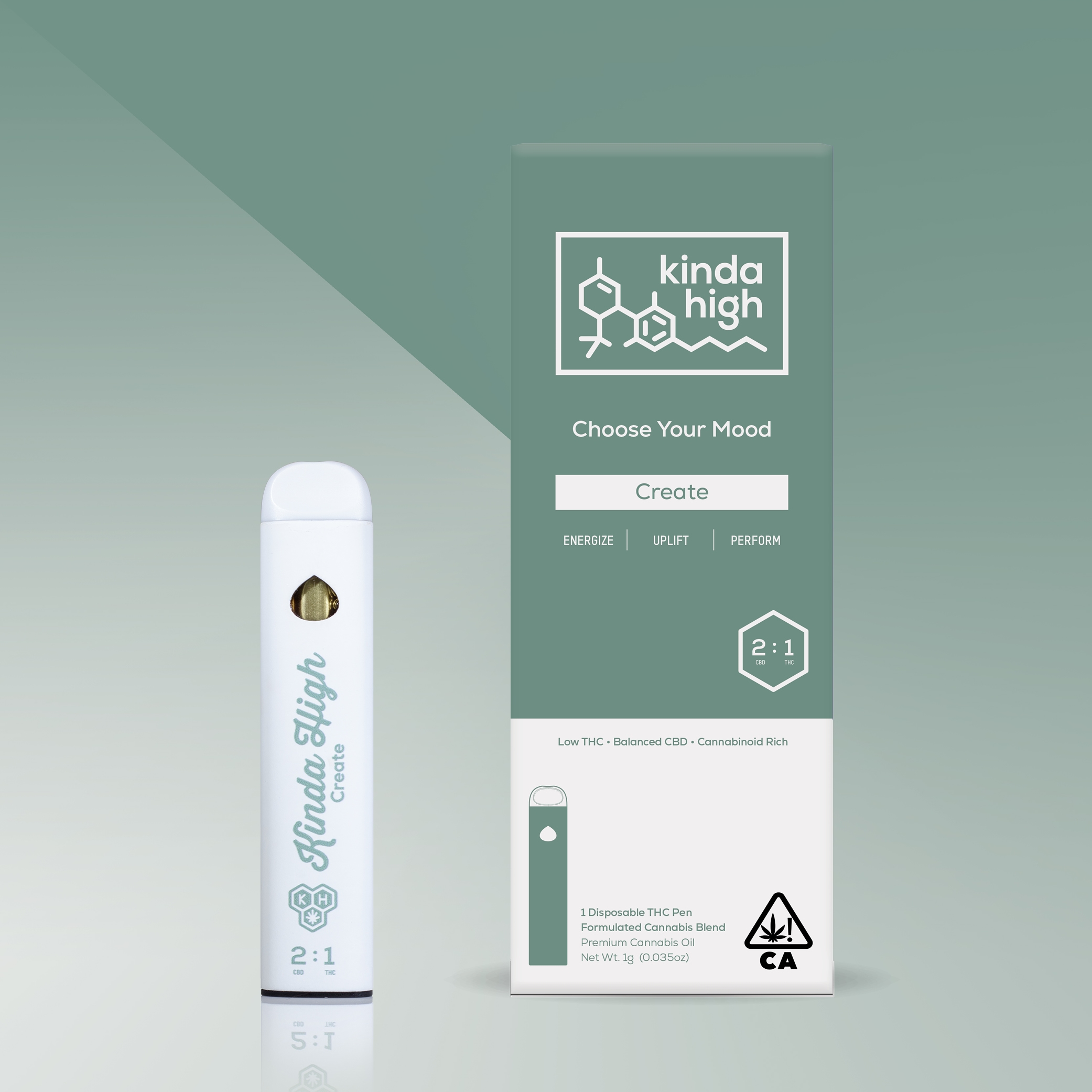 Kinda High™ - Create 2:1 CBD/THC - Rechargeable All-In-One [1000mg]