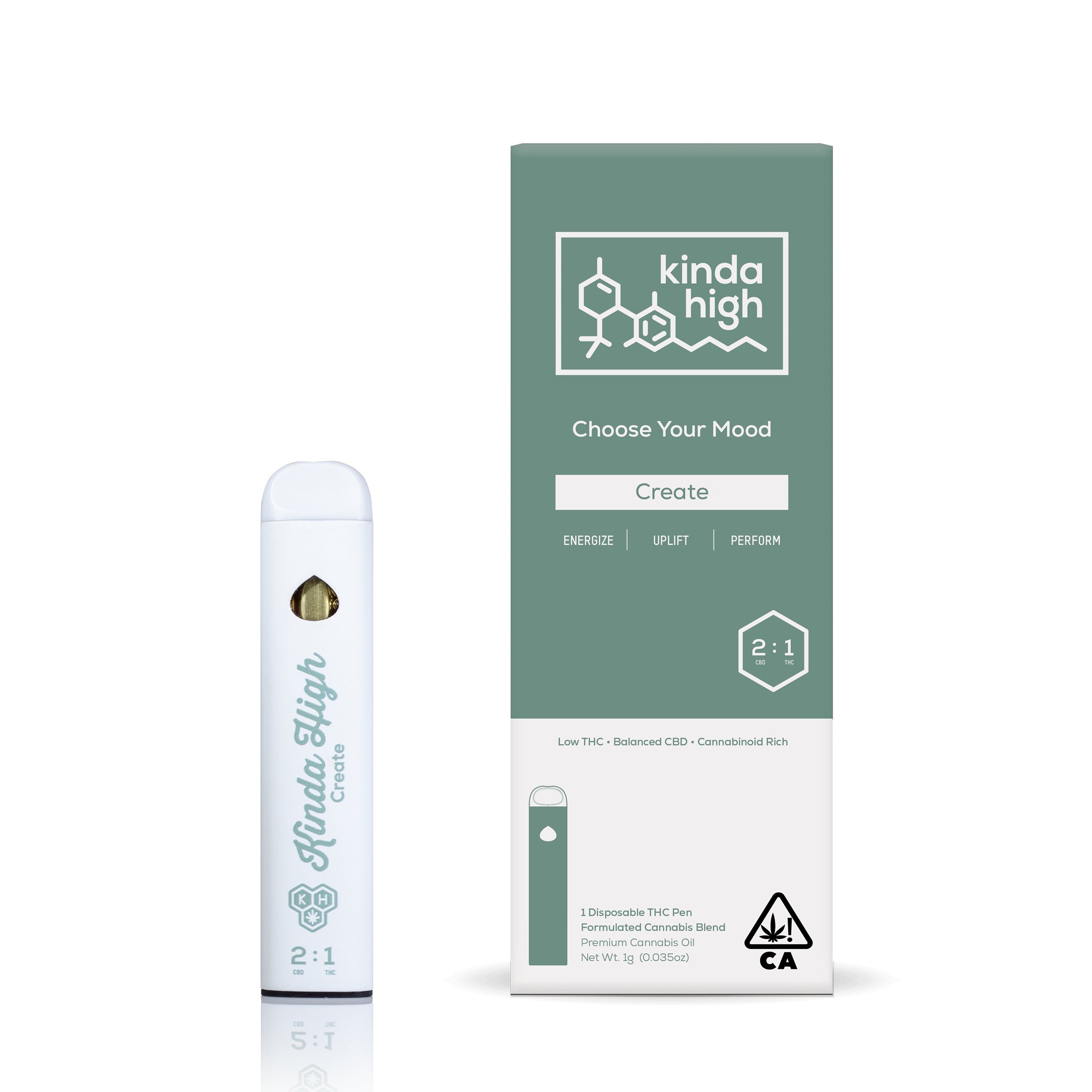 Kinda High™ - Create 2:1 CBD/THC - Rechargeable All-In-One [1000mg]