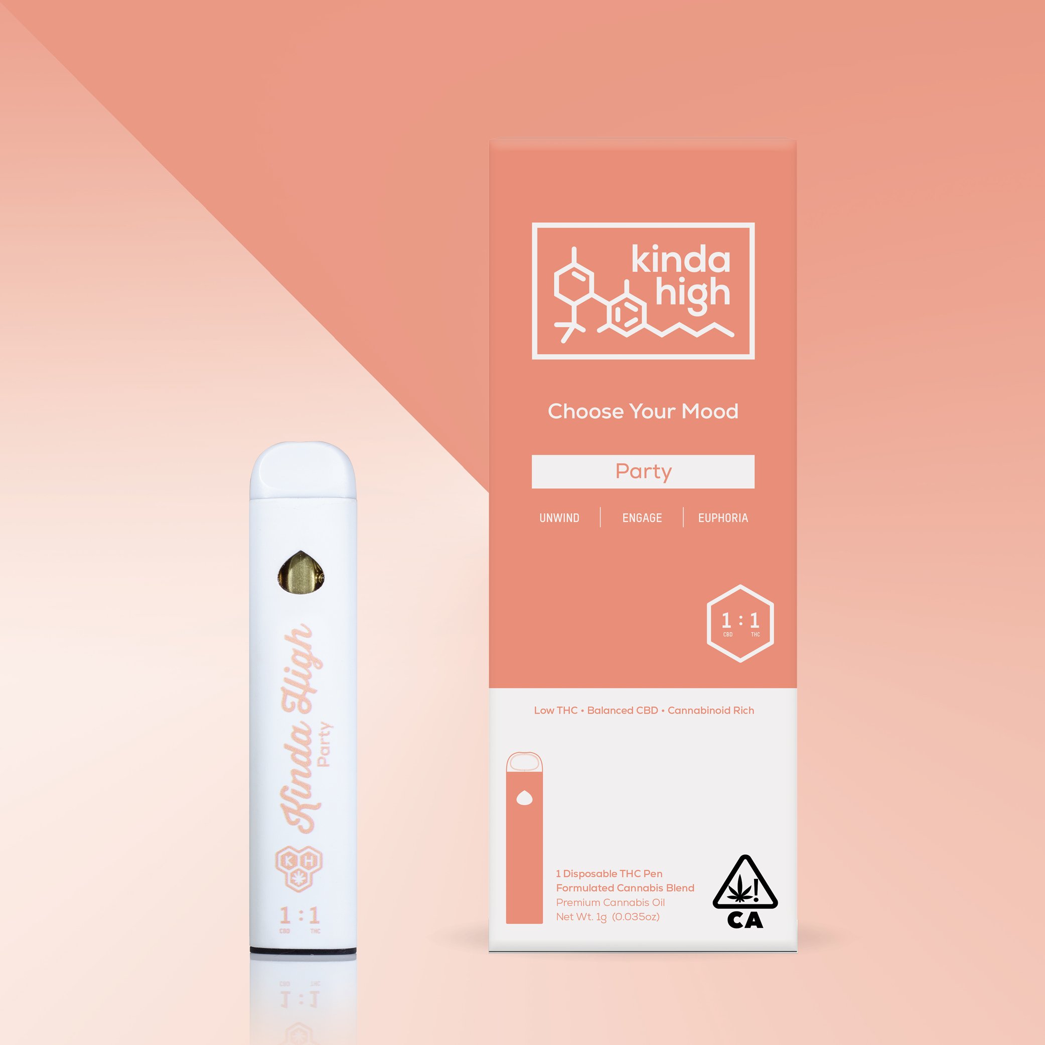 Kinda High™ - Party 1:1 CBD/THC - Rechargeable All-In-One [1000mg]