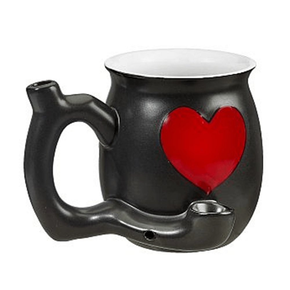 LuvBuds Red Heart Wake and Bake Pipe Mug