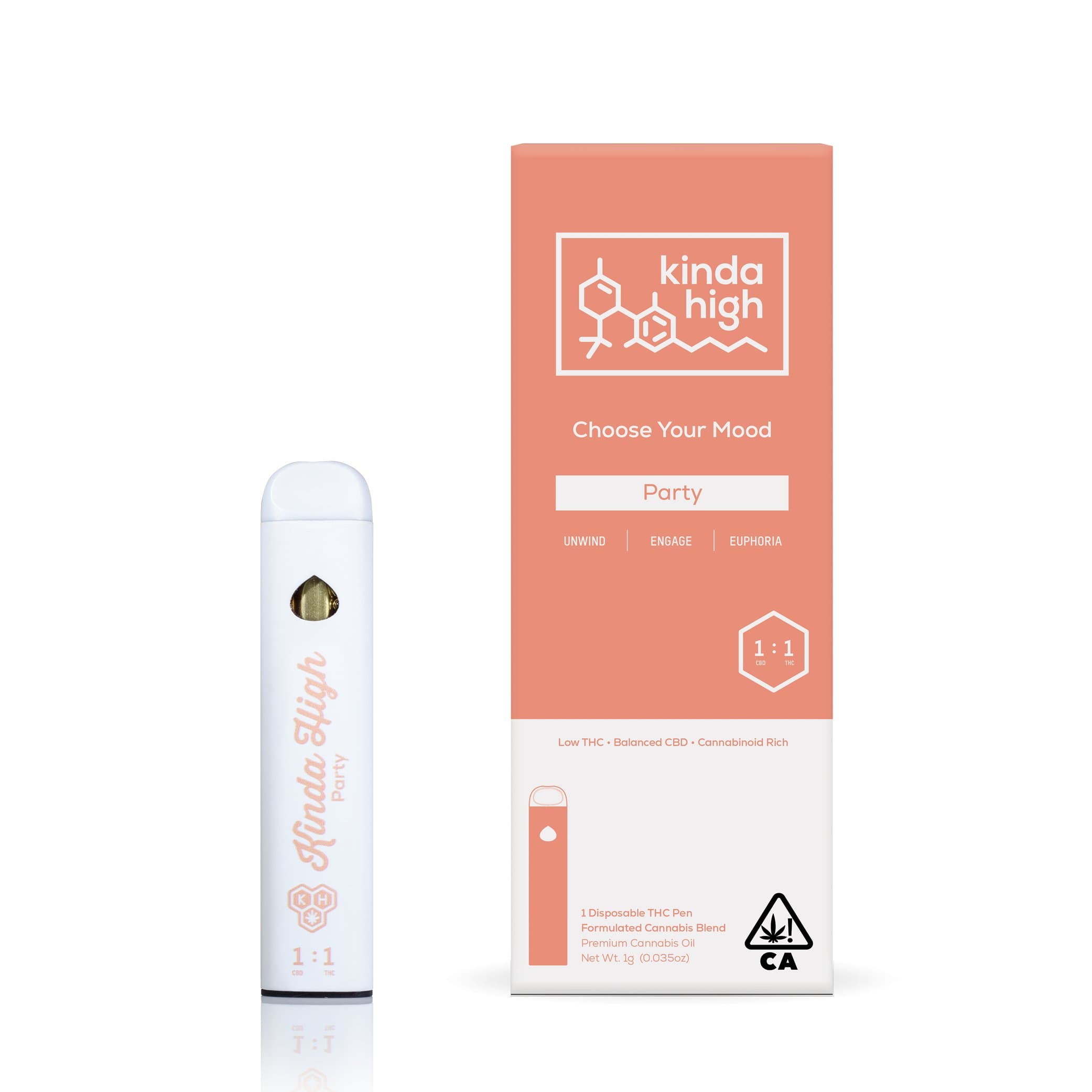 Kinda High™ - Party 1:1 CBD/THC - Rechargeable All-In-One [1000mg]