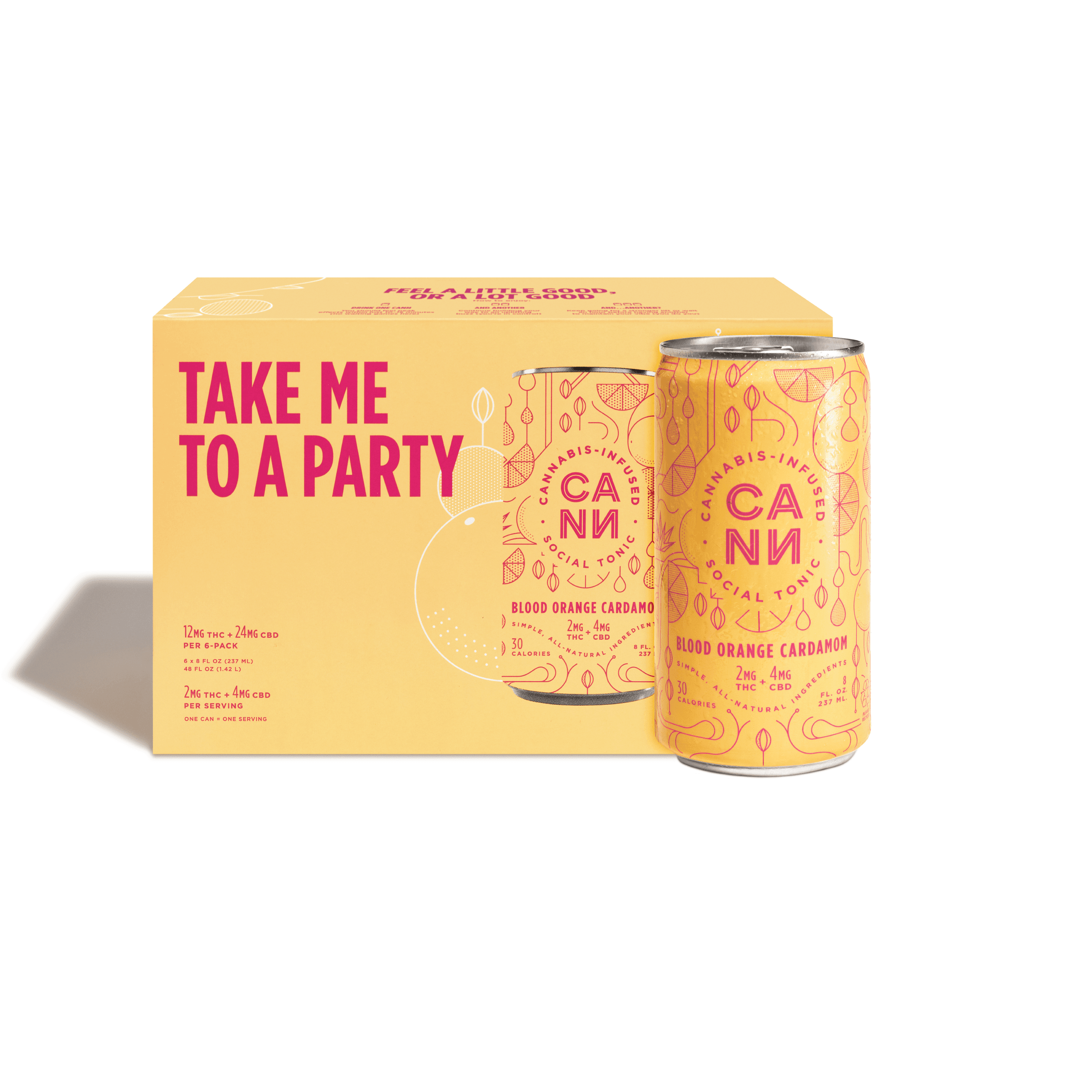 Blood Orange Cardamom 6pk (2mg THC, 4mg CBD per can)